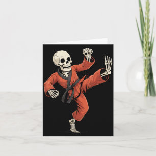 Carte Arts martiaux de taekwondo de squelette effrayant