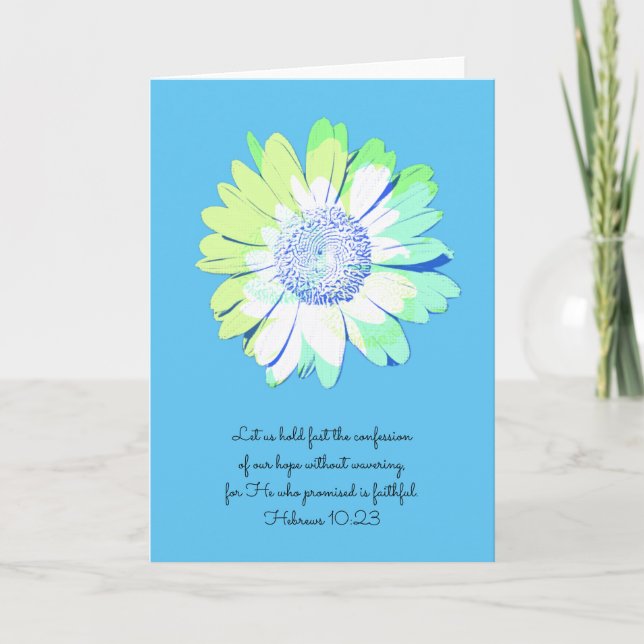 Carte Artsy Daisy Turquoise Scripture Card Hébreux 10:23 (Devant)
