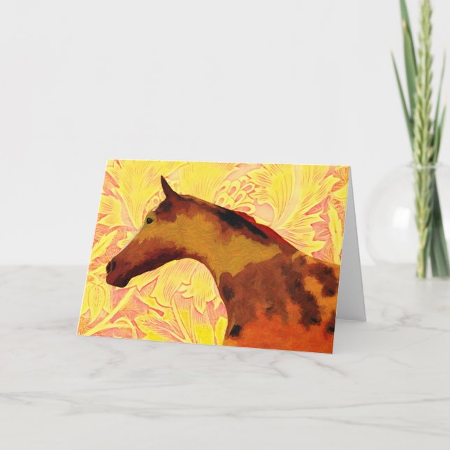 Carte Artsy Horse dans les tons or Art Note Card (Devant)