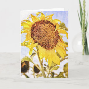 Carte Artsy Impressionist Sunflower Note