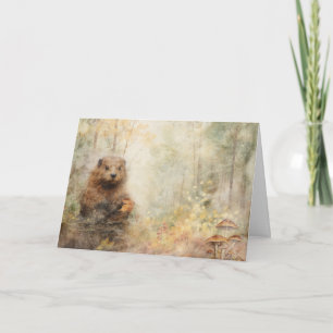 Carte Artsy Woodland Animaux Faune Castor Salutation