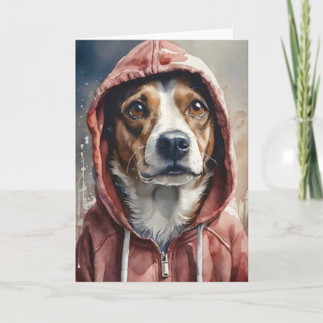 Carte Artwork d'aquarelle Chien Brown et blanc en Sweat  (Devant)