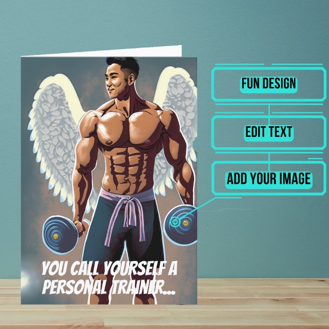 Carte Asiatique Personal Trainer ou Coach Gym Anniversai (This fun card is specifically for the male personal trainer friend or family member in your life.)