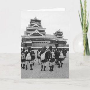 Carte Asie, Japon, Kumamoto. Les écoliers