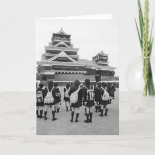 Carte Asie, Japon, Kumamoto. Les écoliers