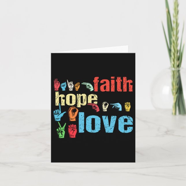 Carte Asl Faith Hope Love American Sign Language Christi (Devant)