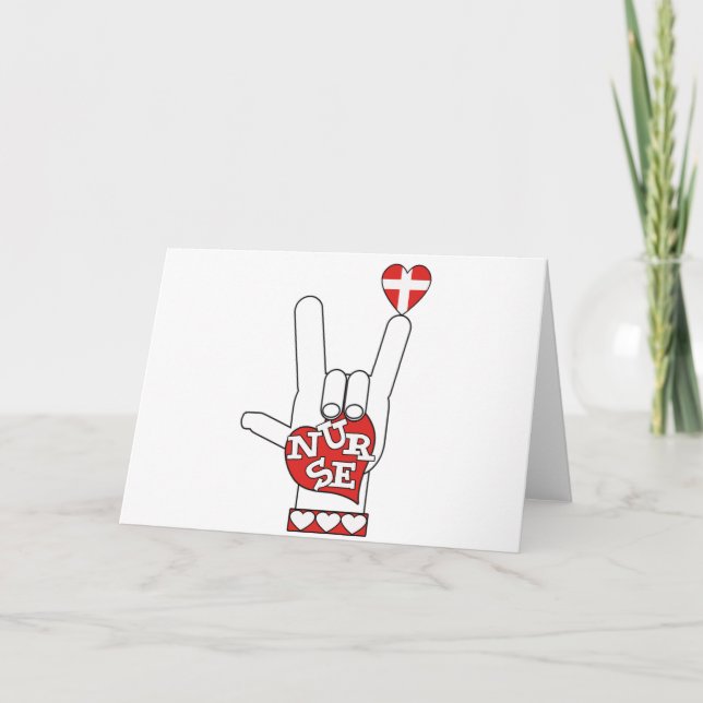 Carte ASL I Love You Sign Language - HAND HEART NURSE (Devant)