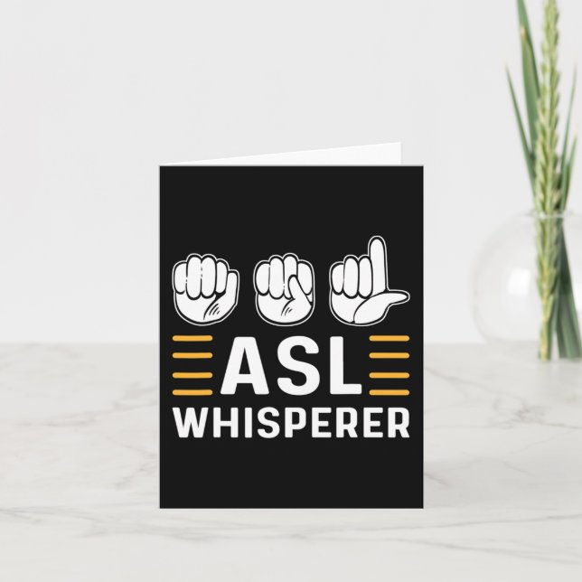 Carte ASL Whisperer. Sensibilisation ASL Langue Des Sign (Devant)