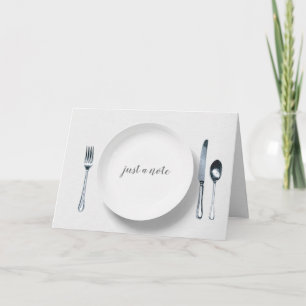Carte assiette blanche avec couverts