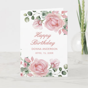 Carte Assiette de fête d'anniversaire à fleurs roses