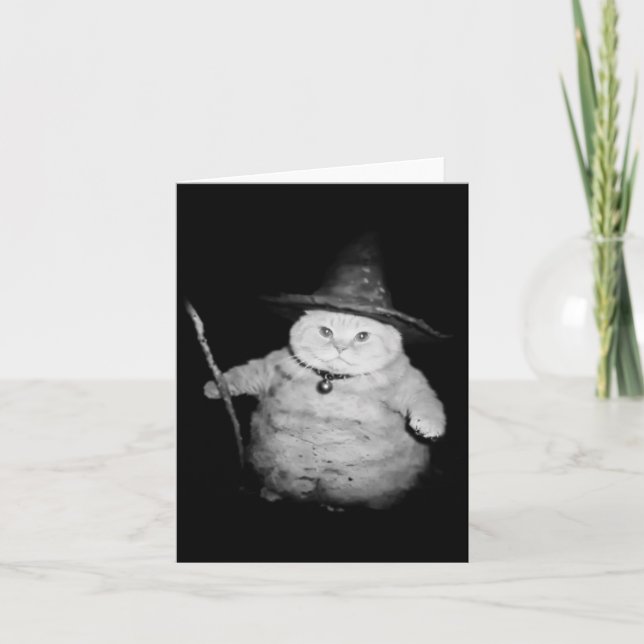 Carte Assistant vintage Chat Bizarre drôle Halloween Cha (Devant)