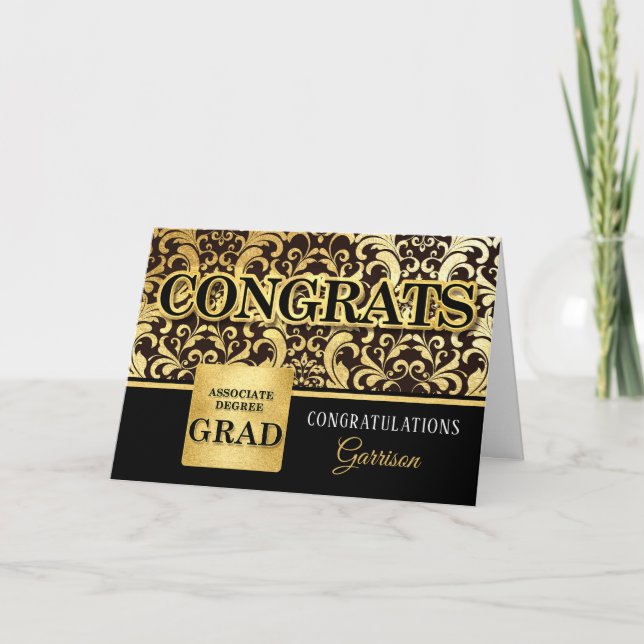 Carte Associer Diplômé Faux Gold Foil avec nom (Devant)