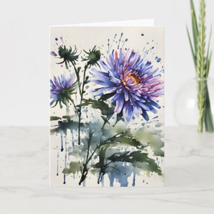 Carte Aster - Fleurs aquarelles