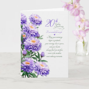 Carte Aster violets pour les 20 ans de mariage d'un coup