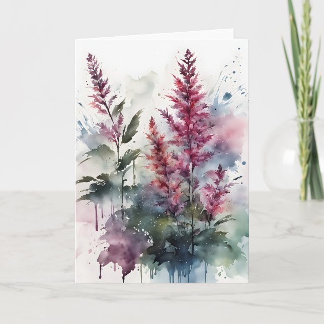 Carte Astilbe - Fleurs aquarelle (Devant)