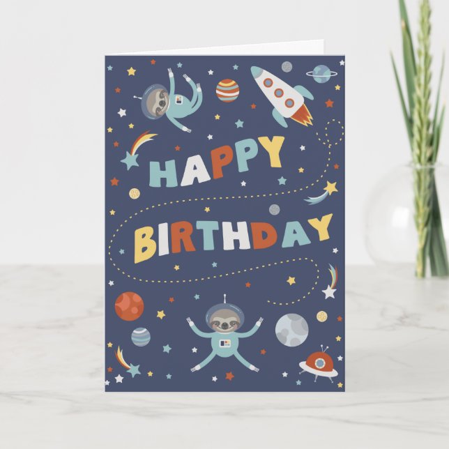 Carte Astro Sloth Joyeux anniversaire (Devant)