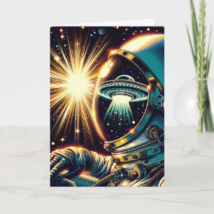 Carte Astronaut et UFO Pun   Anniversaire