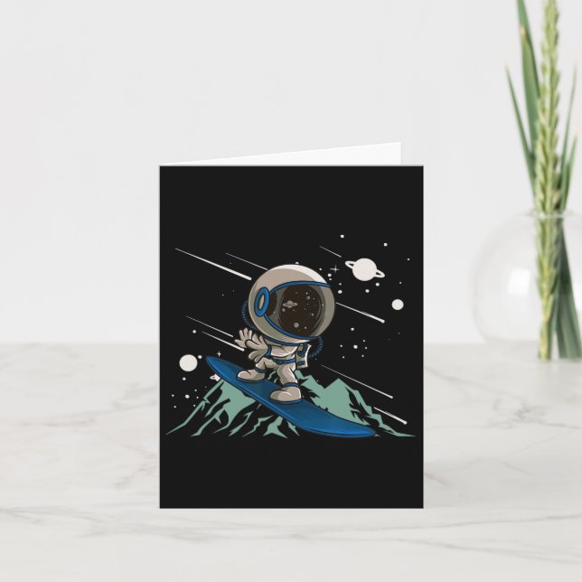 Carte Astronaut Snowboarder Mountains Freestyle Downhill (Devant)