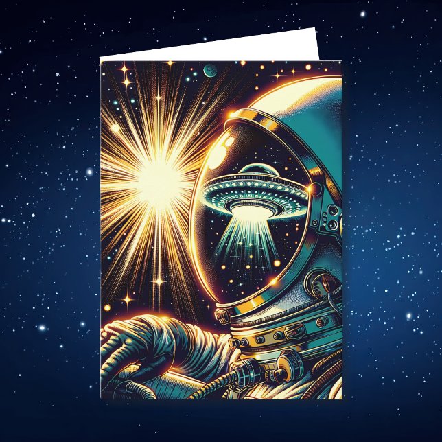 Carte Astronaute et OVNI Pun | Anniversaire  (Créateur téléchargé)