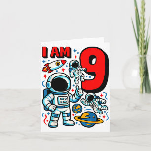Carte Astronaute j'ai 9 ans garçon d'anniversaire 10ème