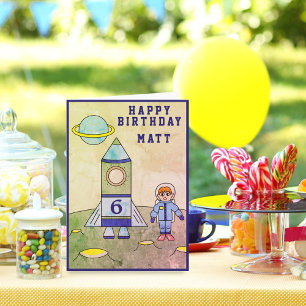 Carte Astronaute sur la Lune dans l'Espace Joyeux Annive