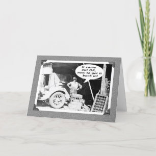 Carte Atelier de mécanique, vintage, vieille voiture et