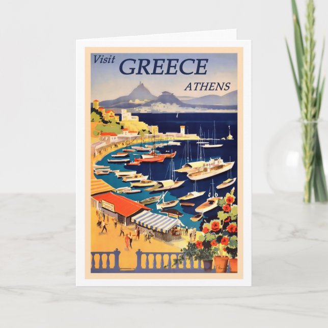 Carte Athènes, Grèce Poster Vintage voyage (Devant)