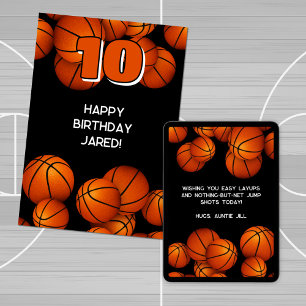 Carte athlète heureux anniversaire basketballs accent