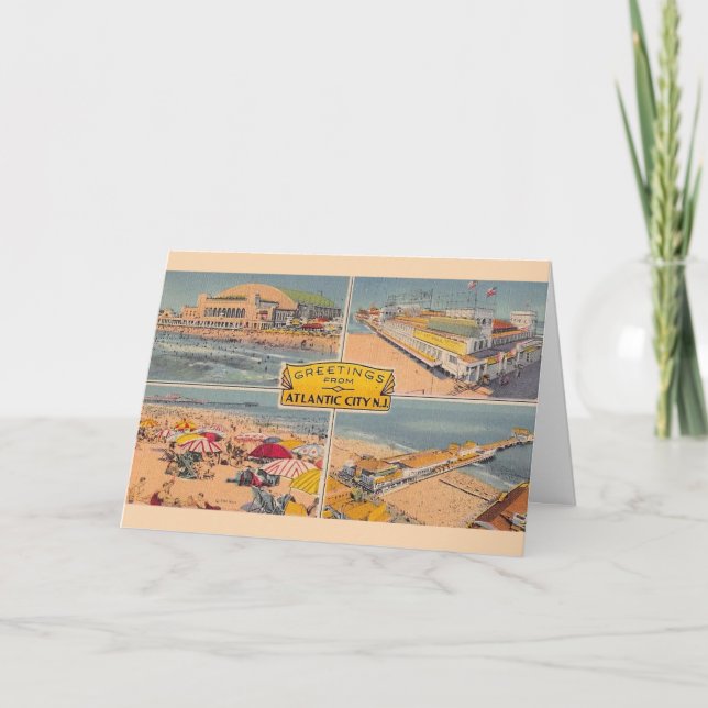Carte Atlantic City Illustré Vintage  (Devant)
