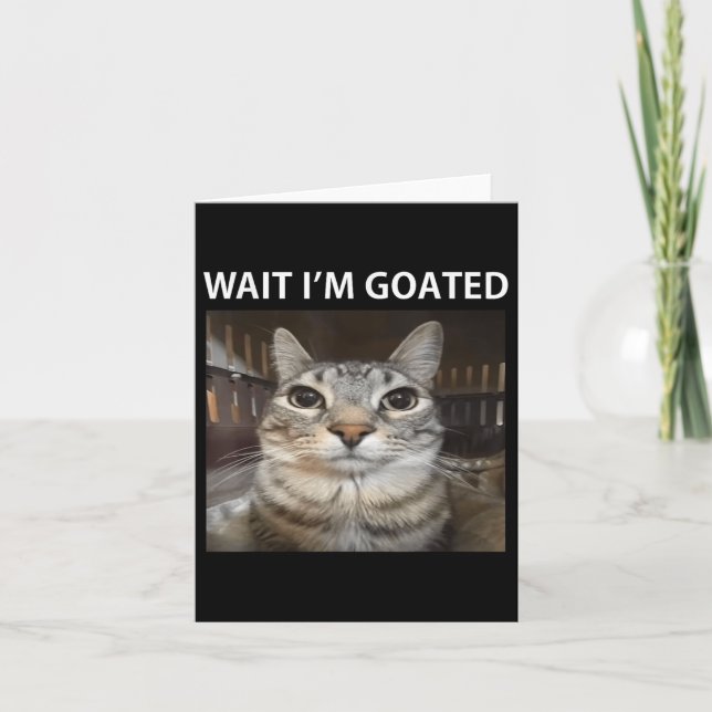 Carte Attends, Je Suis Allé Mème De Chat Silly (Devant)