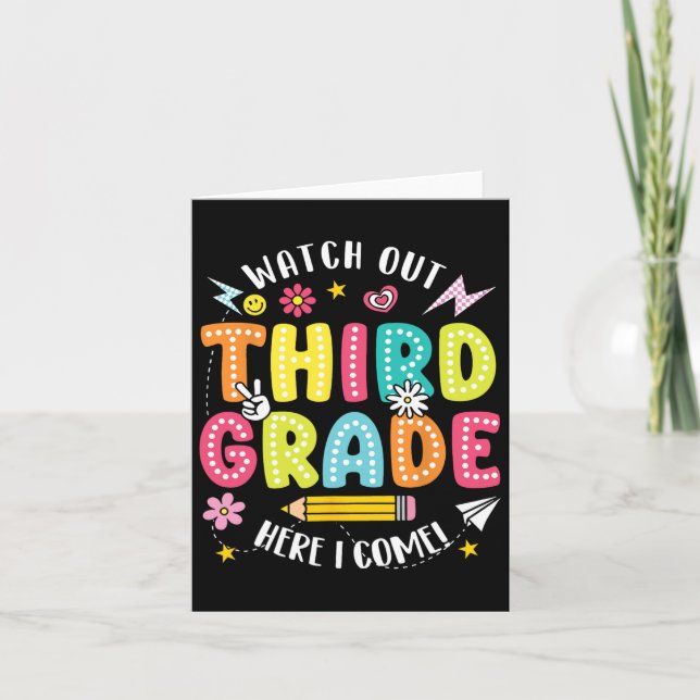 Carte Attention 3e année, j'arrive ! Bonjour 3e année (Devant)