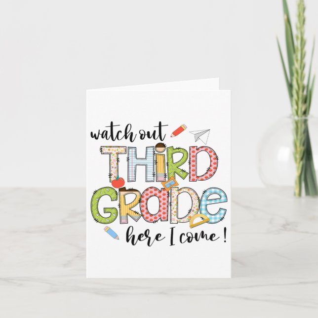 Carte Attention 3e année Me voici Premier jour de retour (Devant)