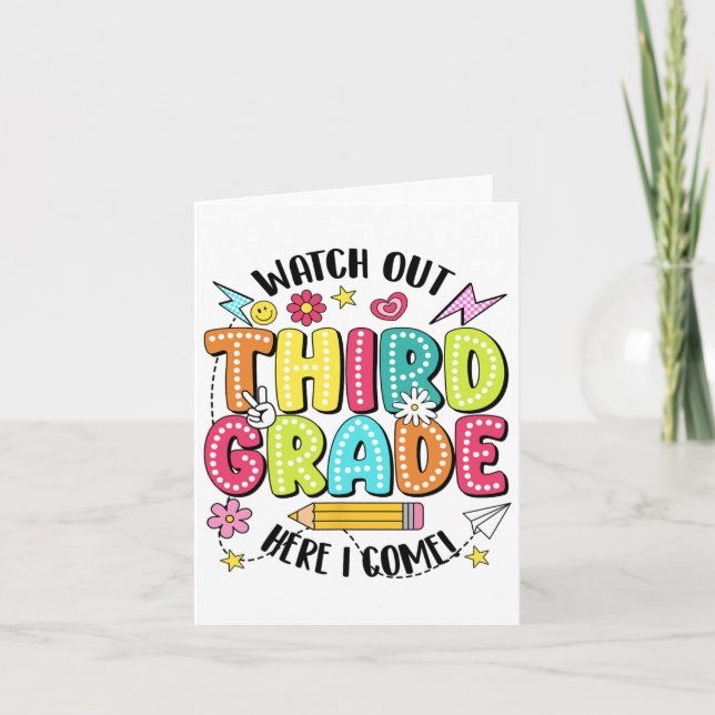 Carte Attention 3e année Me voici Premier jour de retour (Devant)