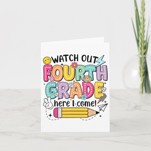 Carte Attention 4e voici mon retour Jour de rentrée en  (Devant)