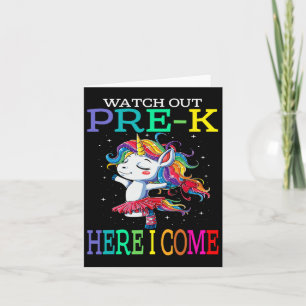 Carte Attention Pré-k Ici Je Viens Unicorn Byck À L'Écol