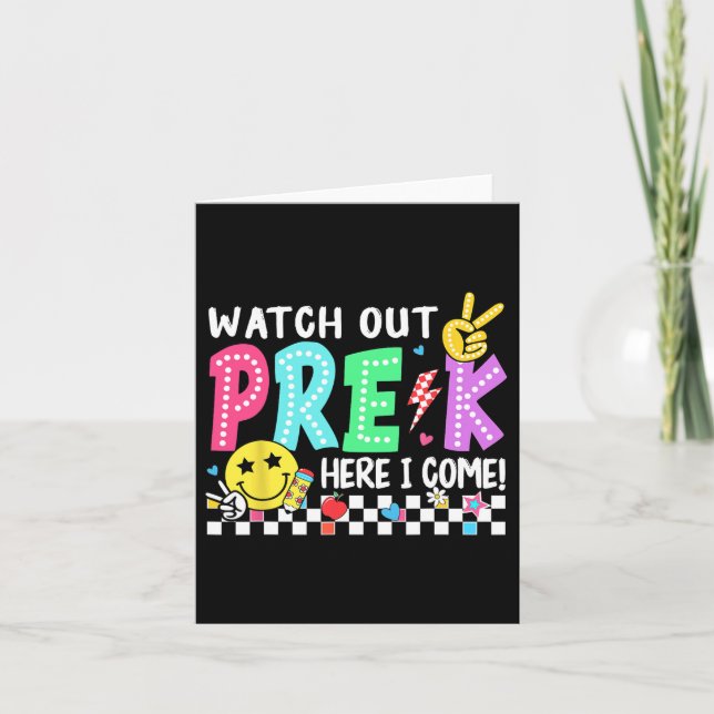 Carte Attention Prek Me voici Maternelle pour filles gar (Devant)