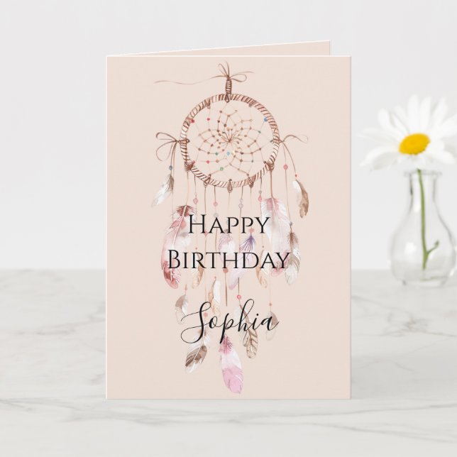 Carte Attrape-rêve Rose Pâle (Petite plante)