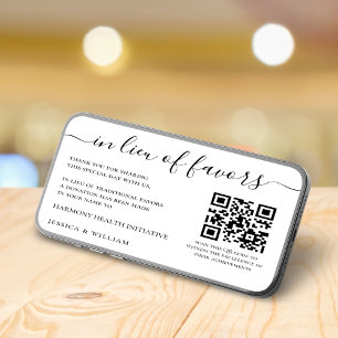 Carte Au lieu de faveurs pour la charité de mariage avec