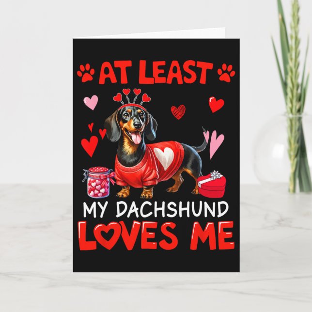 Carte Au moins mon teckel m'aimant la Saint-Valentin en  (Devant)