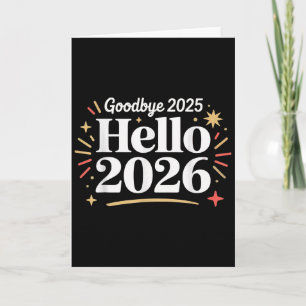 Carte Au revoir 2025 Bonjour 2026 Bonne Année Confettis 