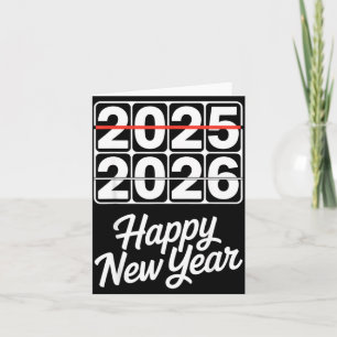 Carte Au revoir 2025 Bonjour 2026 Horloge Bonne Année Fê