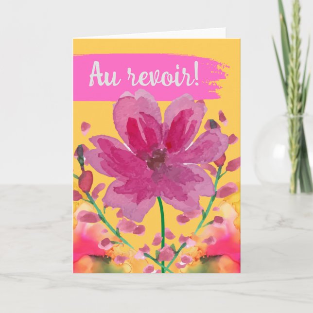 Carte Au revoir Adieu en Fleurs d'Aquarelle Française (Devant)