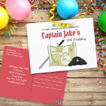 Carte au trésor de pirate pour enfants Simple et f<br><div class="desc">Carte au trésor de pirate Invitation à une fête d'anniversaire pour enfants. Ahoy les matelots, montez à bord du bateau pirate pour un moment de plaisir pirate. Cette carte au trésor personnalisée fantaisiste avec un chapeau et une épée de pirate fait un grand thème de fête pour enfants. Ce design...</div>