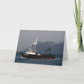 Carte Aube tôt, bateau de crabe dans le port
