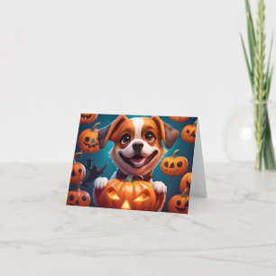 Carte AUCUN Trucs JUSTE traiter mignon Halloween Chiot O