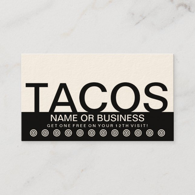 carte audacieuse de fidélité de client de TACOS (Devant)