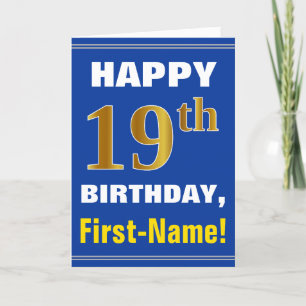 Carte Audacieux, bleu, anniversaire d'or de Faux 19ème