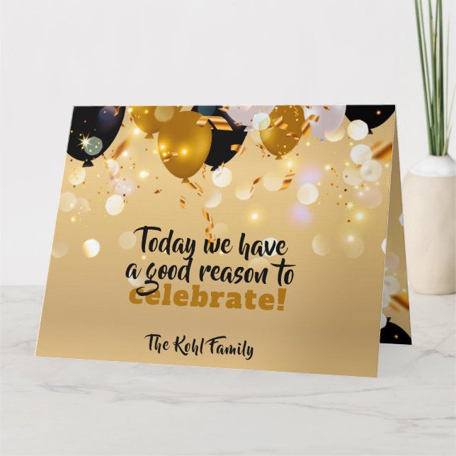 Carte Aujourd'Hui, Nous Avons Une Bonne Raison De Célébr (Devant)