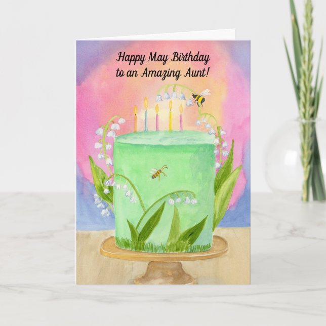 Carte Aunt Happy May Birthday Lily of Valley (Devant)