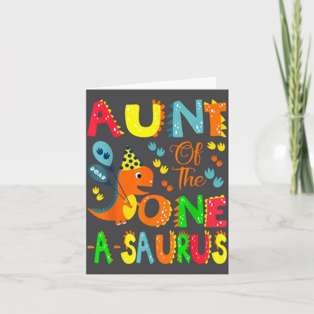 Carte Aunt Of The One-a-saurus 1st Birthday Boy Dinosaur (Devant)
